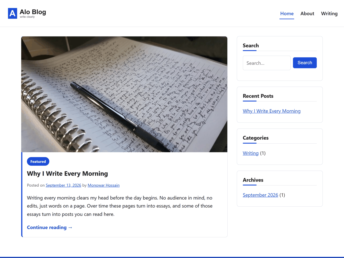 Alo Blog theme screenshot