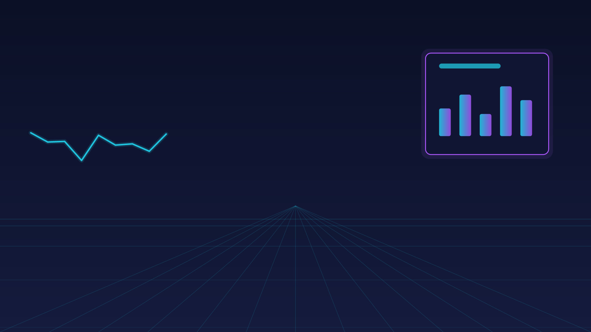 Glowing live statistics panel with charts and a pulse line